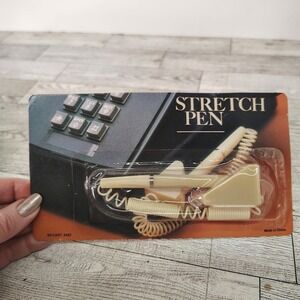 Vintage Stretch Pen  Telephone Cord Desk Accessory Retro Office Decor New in Pkg